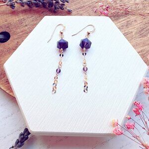 New Amethyst Gold Chain Earrings | Handmade in BC